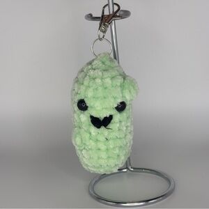 Handmade Crochet Pickle Keychain